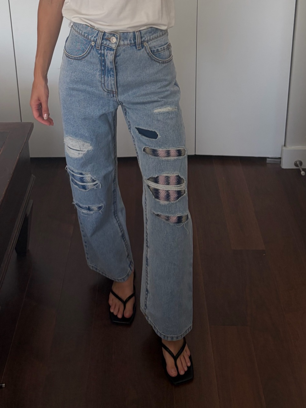 Marni Mohair Patch Loose Straight-Leg Jeans - Women